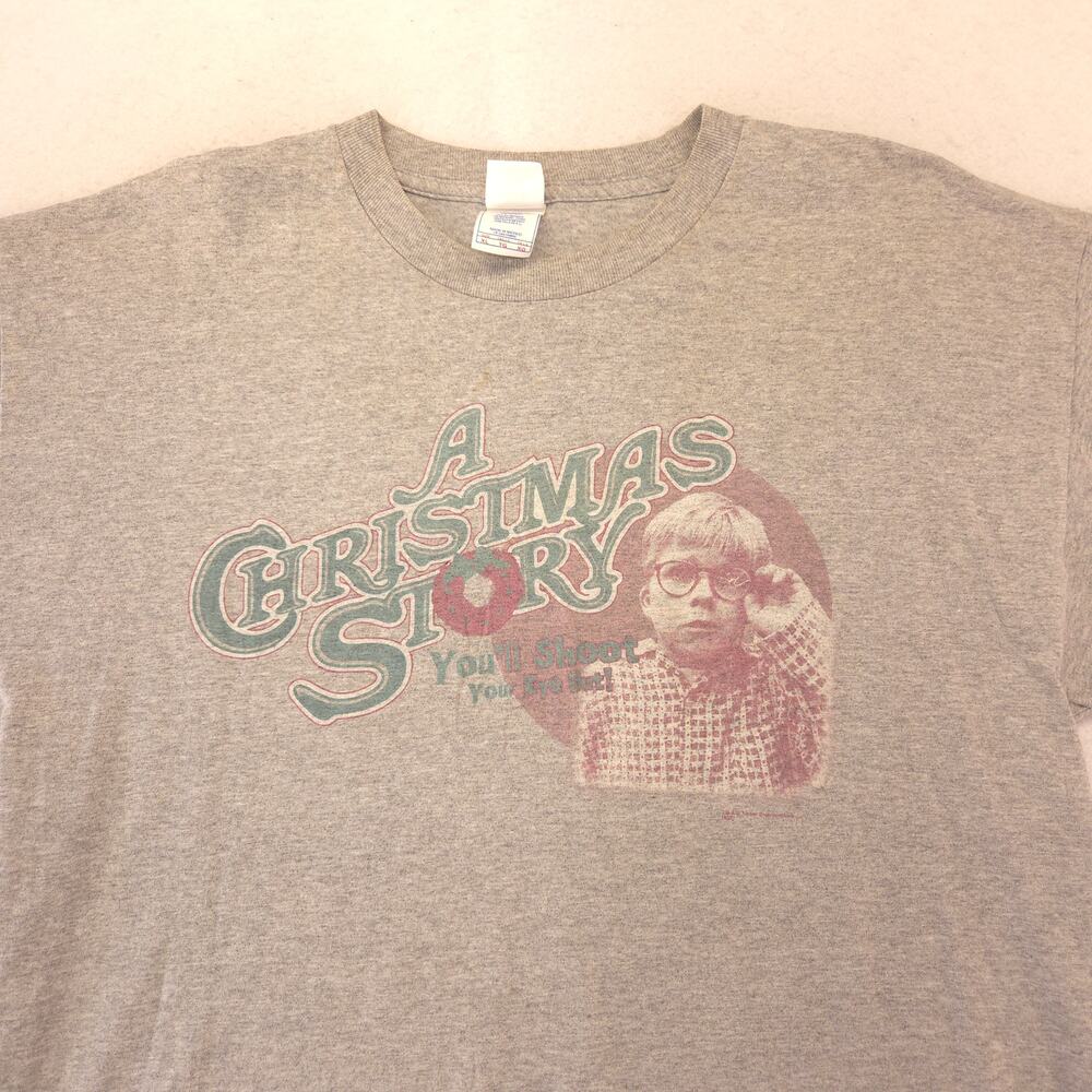 A Christmas Story Movie Crew Neck Short Sleeve T Shirt Mens Size XL Gray